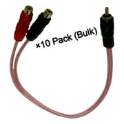 Bass Rockers Bulk 10 Pack RCA Y-Splitter Cables (1 Male to 2 Female) - BRC2F1M