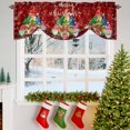 thumbnail image 3 of Merry Christmas Tie Up Valances Curtain, Gnome with Hat Winter Snowflake Red Plaid Adjustable Rod Pocket Short Window Treatment Tie Up Curtains Valances for Kitchen Living Room Bathroom 54x18 Inches, 3 of 9