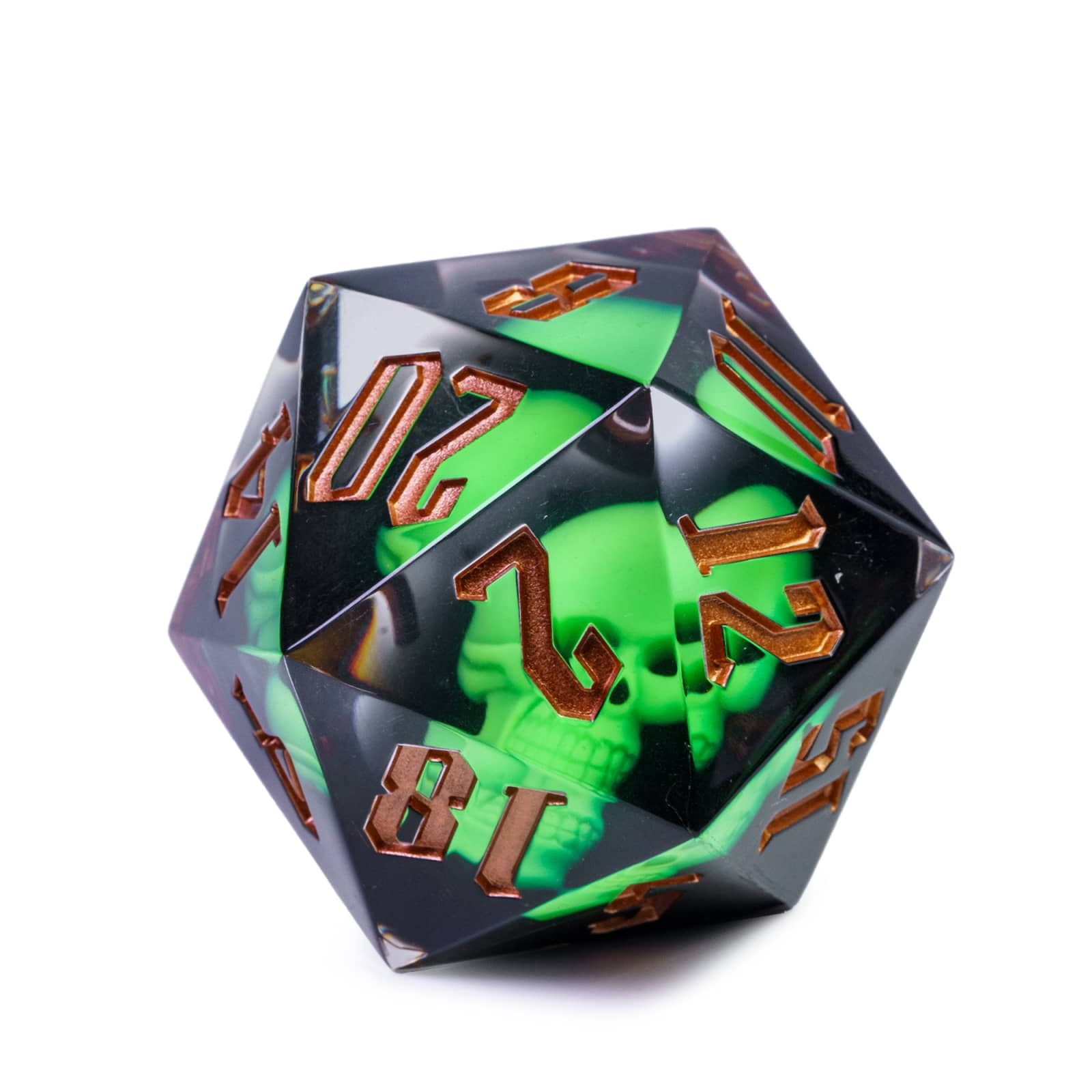 Cusdie 55MM D20 DND Dice Sharp Edges Dice, 20 Sided Resin Skull Dice, Single D20 Polyhedral Dice with Gift Box for Dungeons and Dragons TTRPG Role Playing Game Pathfinder