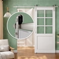 thumbnail image 5 of 24" x 96" Modern White Primed And 6-Lite Clear Glass Sliding Barn Door With Nickel Plated Installation Hardware Kit(No Assembly Required), 5 of 8