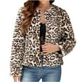 thumbnail image 1 of WRKEKC Cropped Faux Fur Jacket V-Neck Plush Winter Wear Night Out Essential Plus Size Brown S, 1 of 8