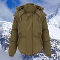thumbnail image 2 of Tiqkatyck Puffer Jacket Womens Clearance, Women's Solid Color Stand Collar Cotton Coat Slim Fashion Small Button Down Cotton Coat, Womens Winter Tops, Winter Coats for Women Khaki XL, 2 of 4