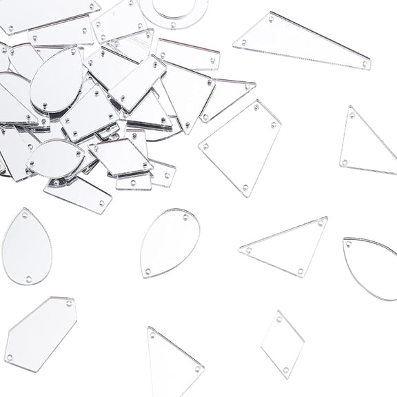 50 pcs Sew on Mirror Rhinestones Mixed Shape Irregular Acrylic Rhinestone Pieces with Holes for DIY