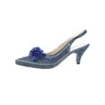 thumbnail image 2 of Women's Low Heel Closed Toe Slingback Pumps Floral Bow Comfortable Dress Shoes-Blue-7, 2 of 3