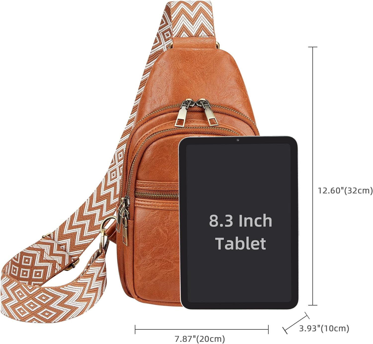 Women's Vegan Leather Sling Bag Packs Small Zipper Crossbody Chest Backpacks