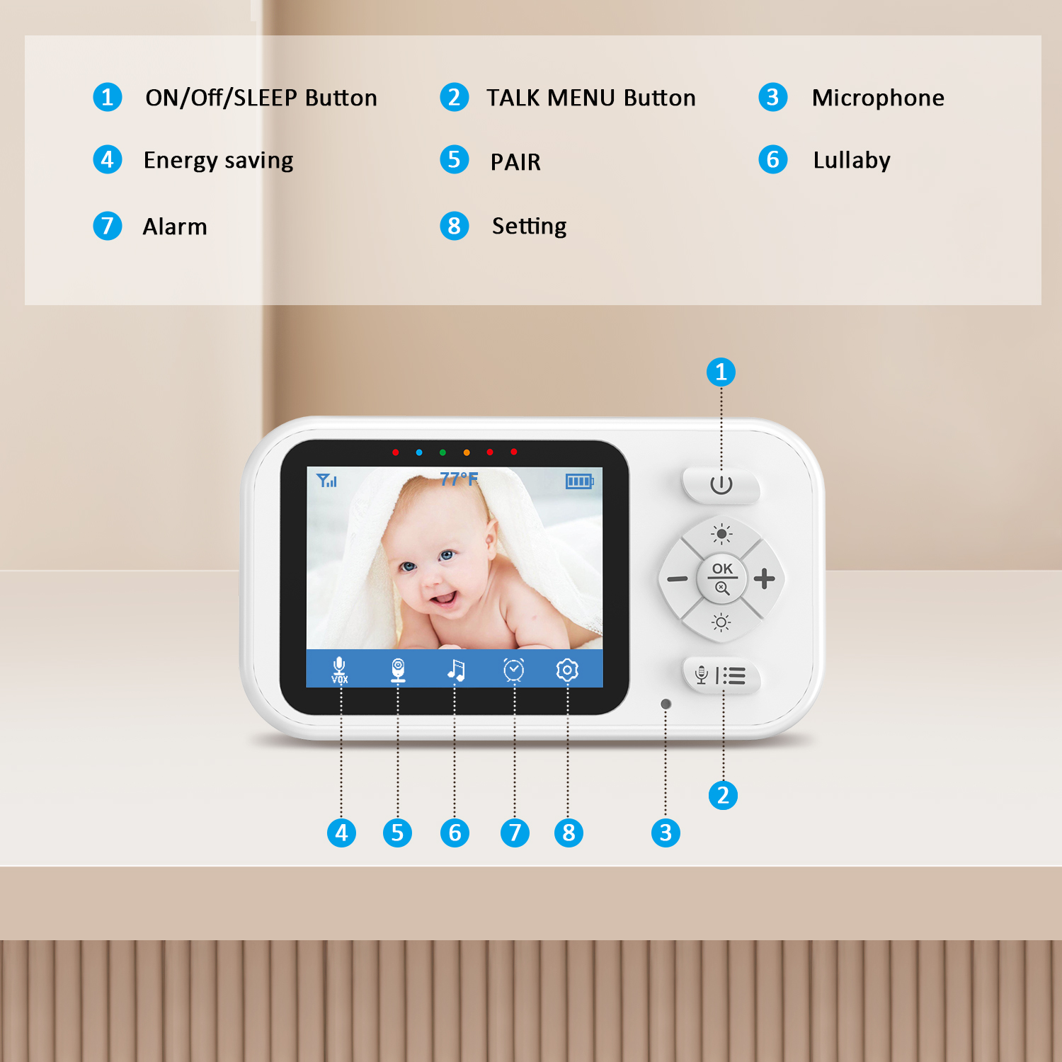 Askmuse 2.8" Portable Baby Monitor with Night Vision photo 3