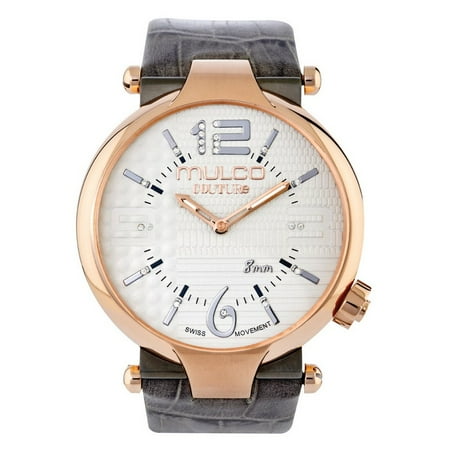 Pearl Gray Leather - Mulco MW53183213 Women's Grey Leather Band With Mother Of Pearl Dial Watch NWT