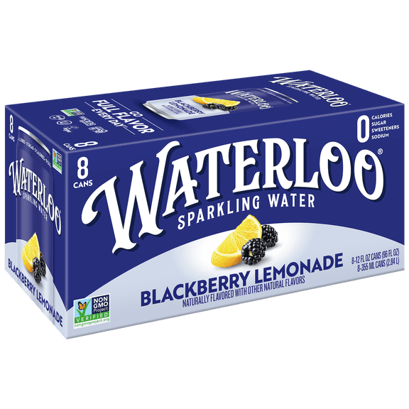Waterloo Sparkling Water, Blackberry Lemonade, 12 fl oz, 8 Pack Cans