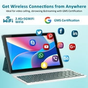 Android 15 Tablet 10 inch, 8GB RAM+32GB ROM Support 1TB Expandable Computer Tablet, 1.8Ghz Quad-Core CPU, HD Screen, BT, WiFi, Long Battery Life, 2 in 1 Tablets with Keyboard Case Mouse Stylus, Blue