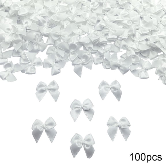 Mini Red Ribbon Bows, 100Pcs 1 Inch/2.5cm Tiny Ribbon Bows for Crafts