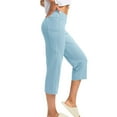 thumbnail image 4 of Roncen Women's Cropped Casual Pants - Sporty Loose Fit Trousers with Cross Waistband & Side Pockets, 4 of 8