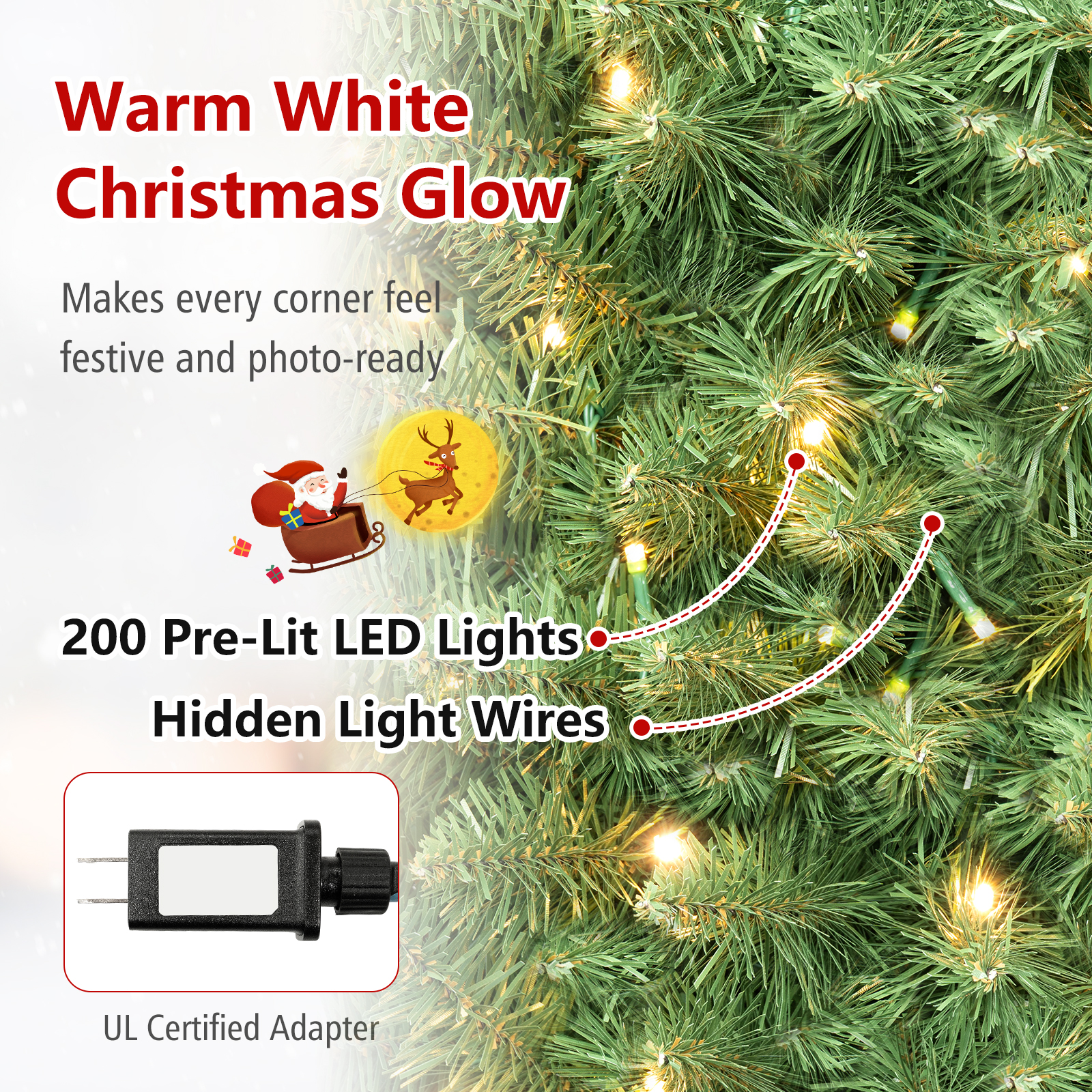 Costway 7 Ft Pre-Lit Pencil Christmas Tree with 200 LED Lights photo 7