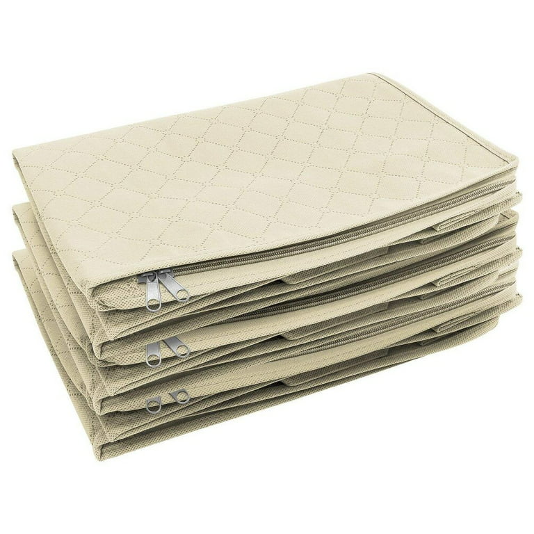 Sorbus 3 Section Foldable Storage Bag Organizers 2-Pack (Beige)