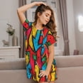 thumbnail image 3 of Balery Colorful Arrow Graffiti Pattern Camisón de manga corta con cuello redondo para mujer, cómodo y elegante., 3 of 6