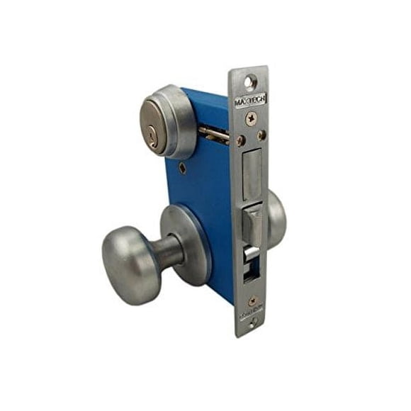 Maxtech Heavy Duty ORNAMENTAL Iron Gate Double Cylinder Mortise Lockset 2-1/2" Backset 1"X 7-1/8" Faceplate Satin Crome (Right Hand)