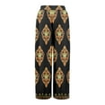thumbnail image 3 of Women's Geometric Print Palazzo Pants - High Waist Wide Leg Bohemian Summer Casual Trousers with Elastic Waist ,Black,L, 3 of 5