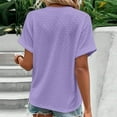 thumbnail image 5 of Bigersell V-Neck Button T-Shirt for Women Summer Tunic Tops Womens Tshirts V Neck Short Sleeve Buttons Tops Tee Solid Color Casual Loose Fitted Blouse Shirts, T-15, Purples, M, 5 of 7