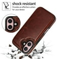 thumbnail image 3 of Compatible with iPhone 16 Case, with PU Leather Credit Card Holder Magnetic Back Stand Cell Accessories Flip Purse Slim Design Phone Cover for iPhone 16 Women Men, Brown, 3 of 11