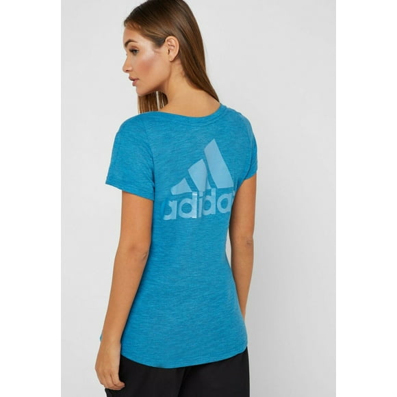 ADIDAS DP3896 ID Winners V-Neck Tee Shirt Sport Top Shock Cyan / Legend Ink (L)