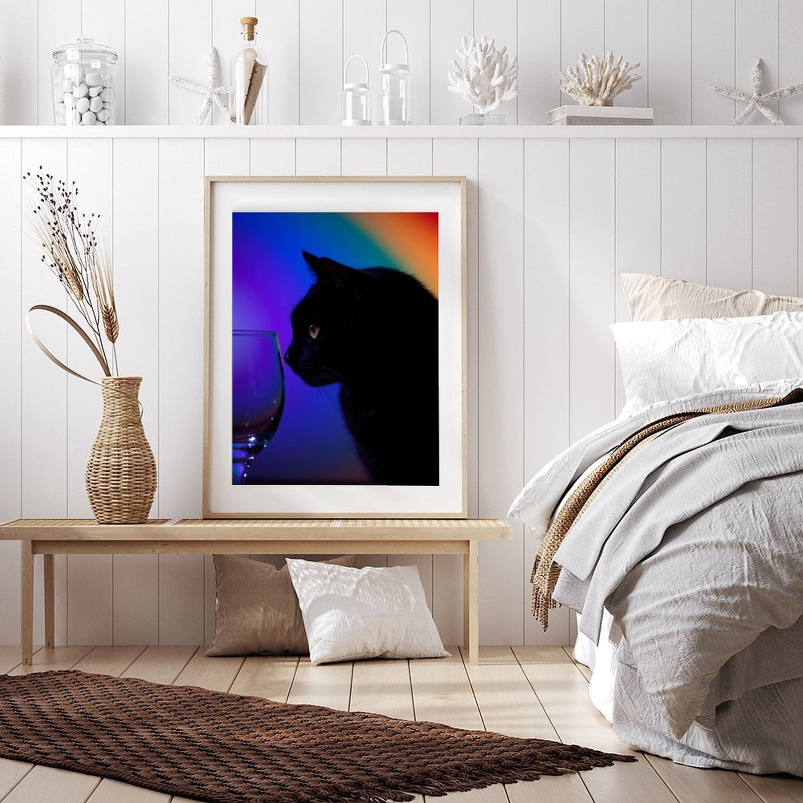 Diamond Art Kits for Adults - 5d Black Cat Rainbow Silhouette Glass Diamond Painting for Adults, Diamond Art for Adults Beginners, Diamond Painting Kits for Adults for Home Wall Decor