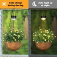 thumbnail image 6 of 2 Packs Hanging Planters Basket for Outdoor Plants, Solar Powered Self Watering Bronze Round Plastic Flower Pots with Drainer for Balcony Patio Garden Outdoor Decoration, 6 of 16