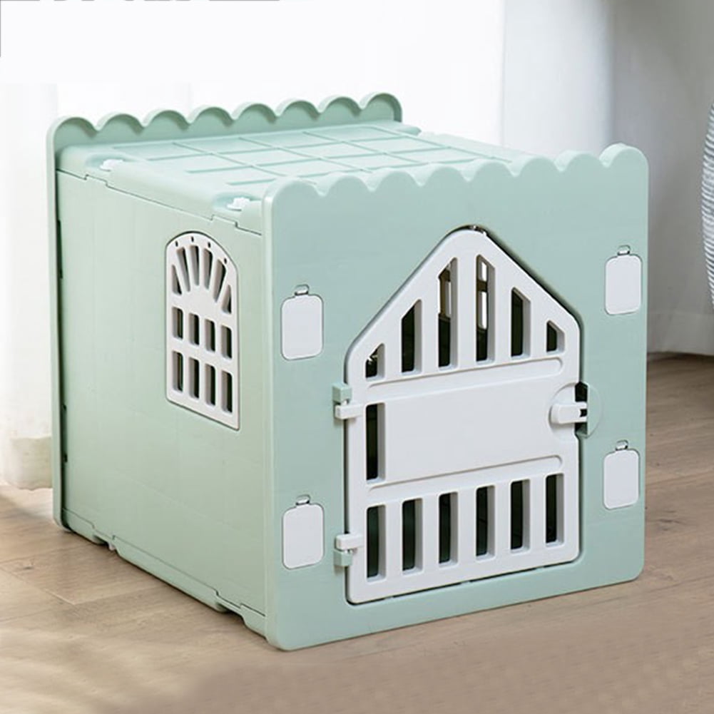Plastic Cat House Stackable Feral Cat Shelter Waterproof Pet Shelter for Cats with Escape Door for Outdoor Indoor Use (Green)