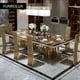 thumbnail image 4 of Mesas de comedor de mármol modernas Mesa de comedor grande para apartamento de acero inoxidable dorado rectangular moderno, 4 of 4