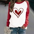 thumbnail image 2 of Luxalzxs Womens Love Heart Print Sweatshirt Casual Raglan Long Sleeve Crewneck Valentine's Day Graphic Colorblock Pullover Tops, 2 of 5