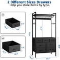 thumbnail image 4 of Freestanding Closet Organizer for Bedroom with Hooks, Clothes Garment Rack with 7 Drawers, Heavy Duty Clothes Shelf with Hanging Rod for Shoe Storage Wardrobe Clothes, 4 of 7