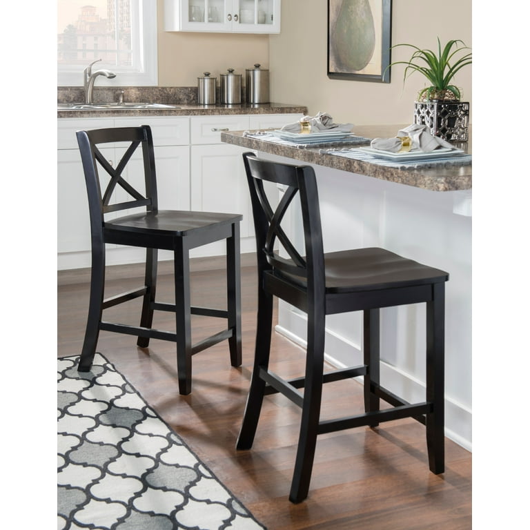 Linon X Back Full Back Folding Dining Chairs 24 Seat Height Black Finish