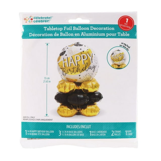 Way to Celebrate. Tabletop Foil Balloon Decoration-Happy Birthday