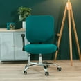 thumbnail image 2 of Elastic Soft Flannel Office Chair Slip Cover For Computer Chair Seats & Back Blue, 2 of 8