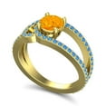 thumbnail image 2 of 2.50 Carat Latest Round Cut Citrine & Blue Topaz Gemstone Anniversary Ring for Women Solid 14K Yellow Gold Size 7 by Diamond-Capitals, 2 of 8