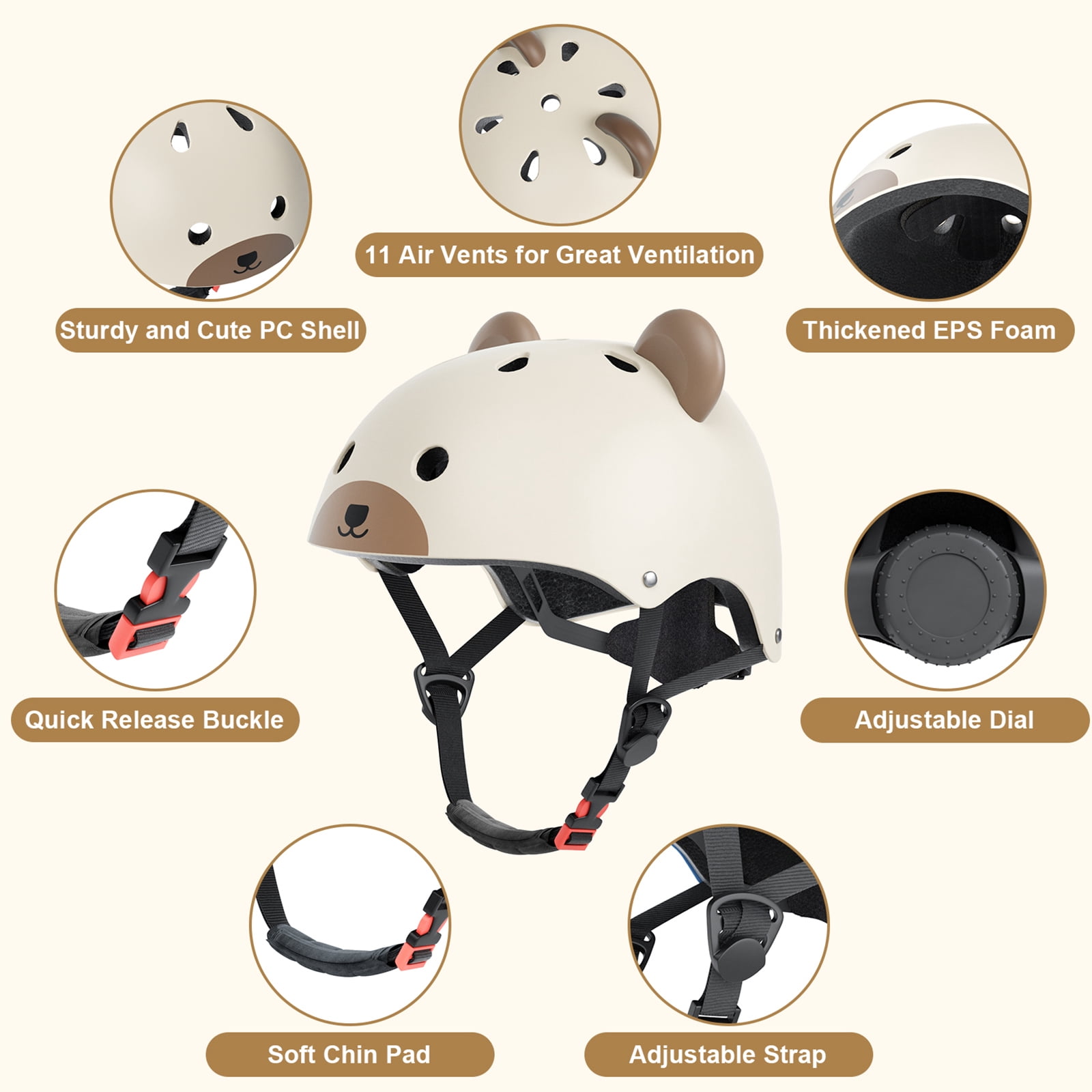 XJD Little Bear Toddler Bike Helmet Age 1-5 - Lightweight Kids Bicycle Helmet for Boys Girls, Multi-Sport Protection for Scooter Cycling Skating