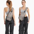thumbnail image 6 of Sling Backpack,Green and Red Christmas Plaid Pattern Sling Bag with Water Bottle Holder,Waterproof Sling Bag for Men/Women with Headphone Jack for Hiking,Travel, 6 of 6