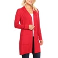 thumbnail image 2 of Women's Long Sleeves Relexed Fit Open Front Side Pockets Solid Cardigan, 2 of 4