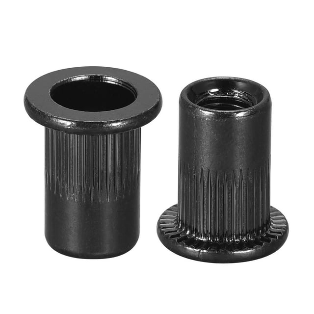 Unique Bargains Écrous à Rivet M6 Acier au Carbone Zingué Tête Plate Filetée Insert Écrou Noir 50 Pcs