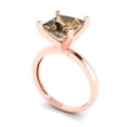 thumbnail image 2 of Solitaire Engagement Ring for Women - 3ct Simulated Champagne Diamond in 14K Rose Gold Promise Ring, 2 of 6