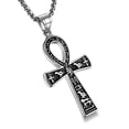 thumbnail image 2 of HZMAN Stainless Steel Large Ankh Cross Pendant Ancient Egyptian Hieroglyphic Symbol 22+2 Inch Chain (Silver-Small), 2 of 7