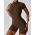 thumbnail image 6 of FEOYA Women Jumpsuit Short Sleeve Bodysuit One Piece Yoga Suit Zip Up Rompers Workout Outfits Dance Athletic Bodycon Summer Casual S, 6 of 7