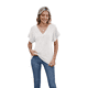 thumbnail image 5 of Camiseta Holgada Informal de Color Liso con Cuello en V para Mujer, Corta, , Talla XL, 5 of 10