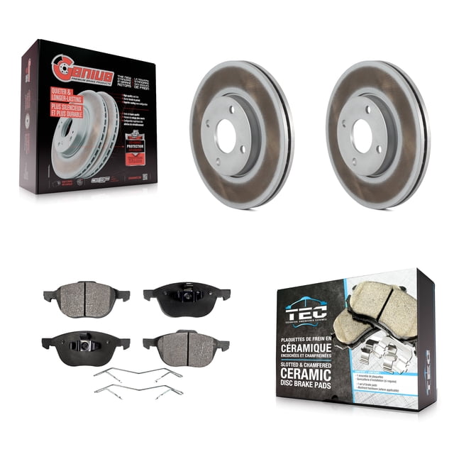 Transit Auto Front Coated Disc Brake Rotors and Ceramic Pads Kit for Car 2005-2007 Ford Focus KGT-100104