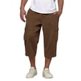 thumbnail image 2 of Mens Sweat Shorts Below Knee Elastic Waist Baggy Tall 3/4 Short Pants with Pockets Casual Summer Lightweight Brown 3XL, 2 of 8