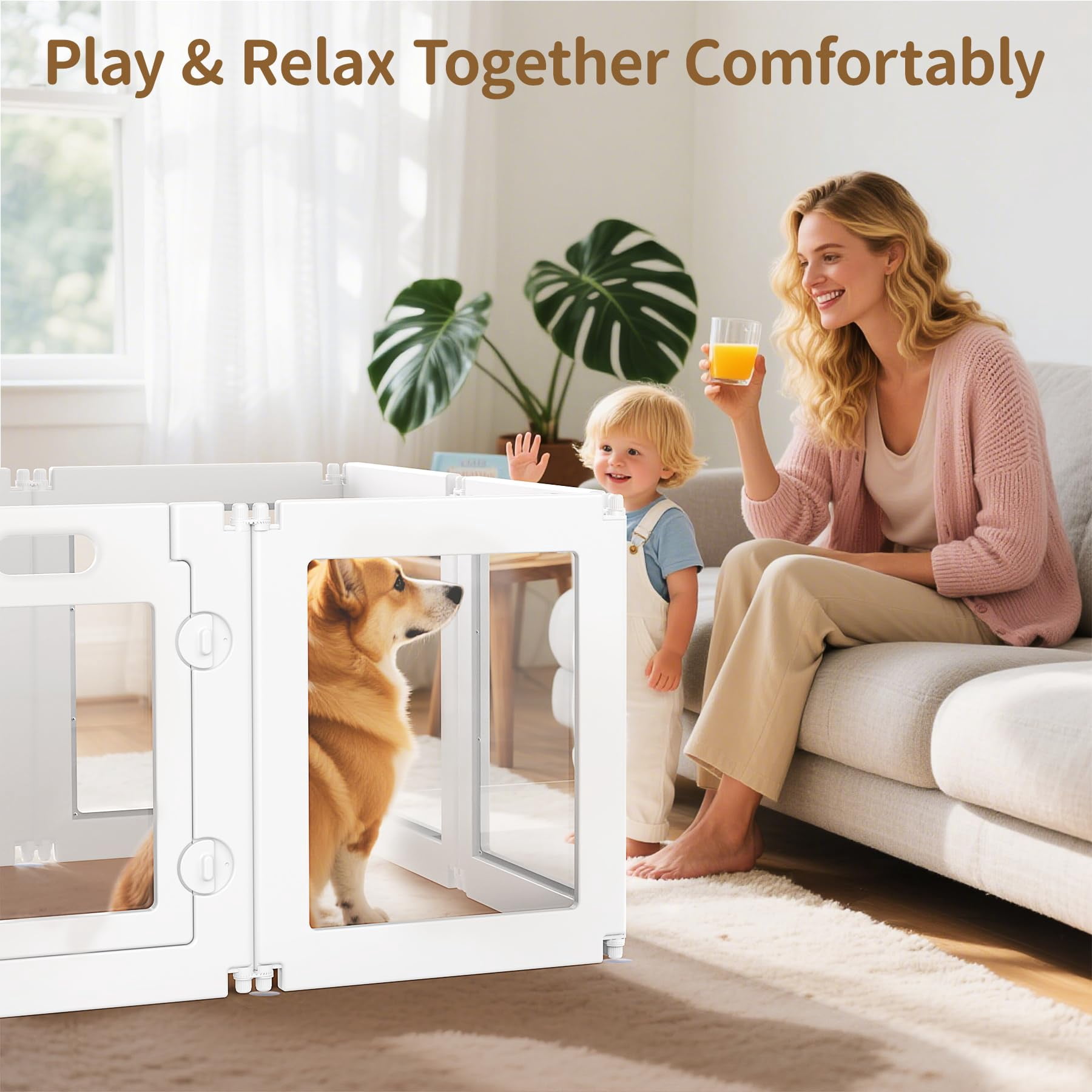 Novan 8-Panel Modular Puppy Playpen – Indoor Pet Exercise Fence
