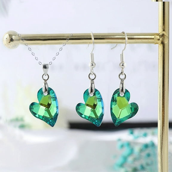 HOARBOEG Bridal Necklace Earrings Set Made with Crystals for Women, Valentine's Day/Mother's Day/Christmas Jewelry Gift for Wife/Mom