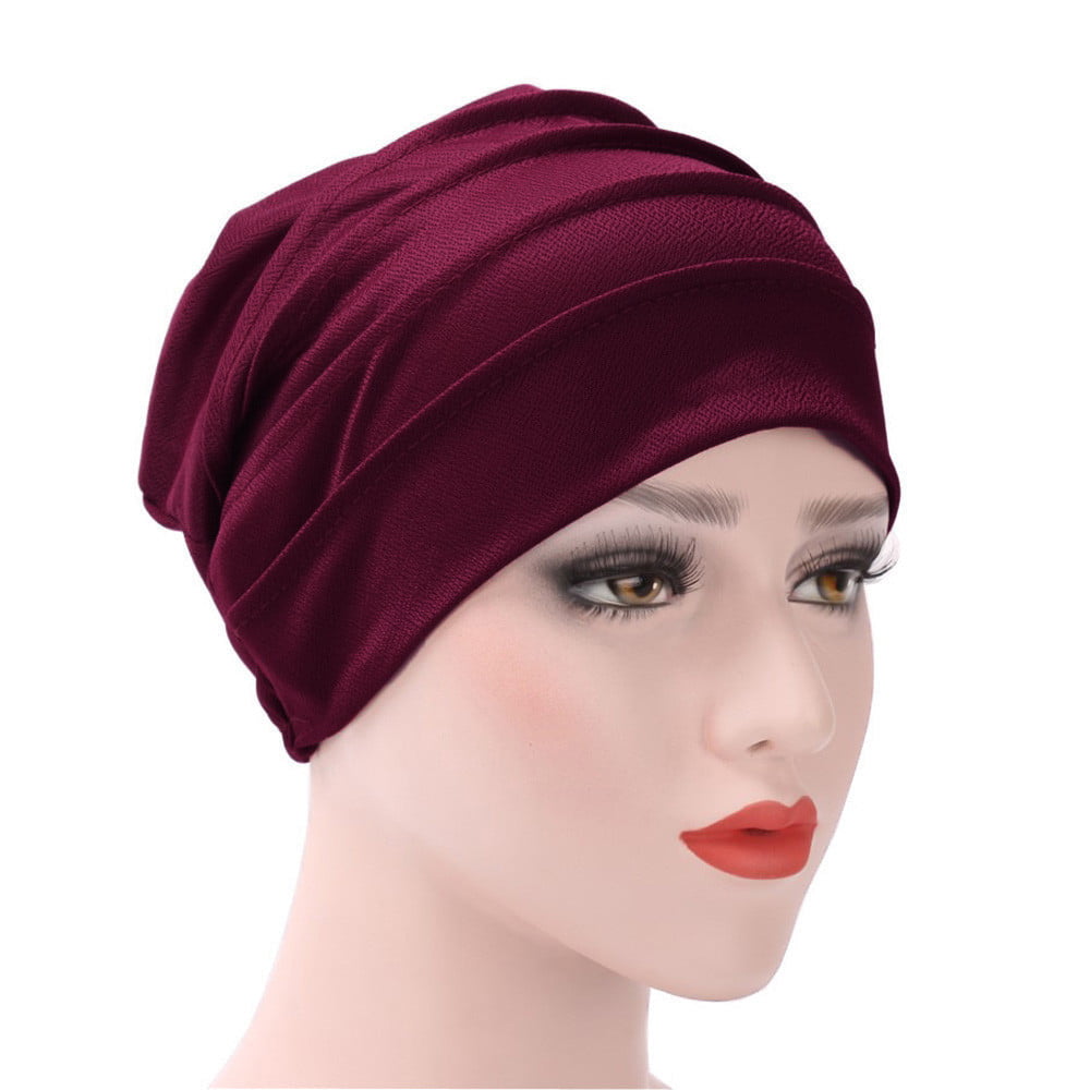 Fashion Women 3D Flowers Bean Cap Turban Chemo Hat Muslilm Cover Hijab Headscarf 
