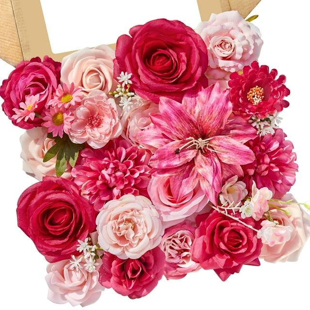 Flores artificiales de seda rosa de Serwalin para decoración de bodas