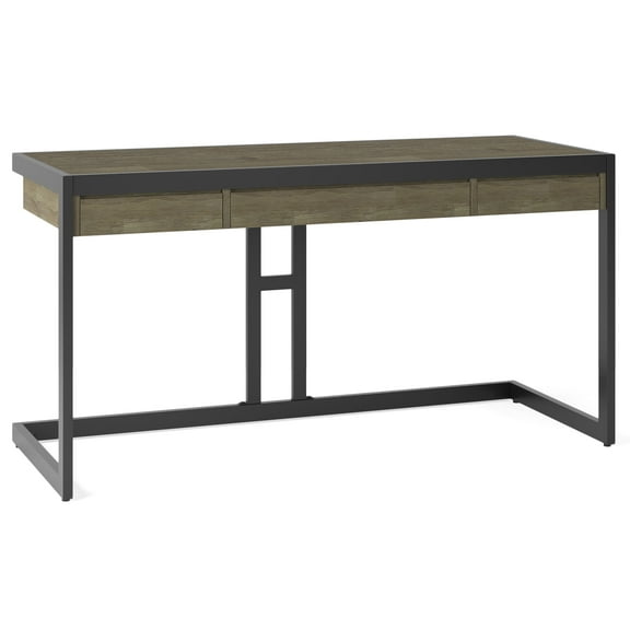 Simpli Home Erina 60" Wide Writing Office Desk in Gray