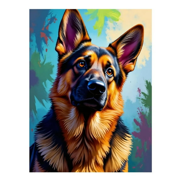 Diamond Art Kit for Adults, German Shepherd Vibrant Portrait Diamond Painting for Adults Beginners, 5D DIY Diamond Art Painting Kits, Colorful Diamond Painting Craft for Home Decor 12x16