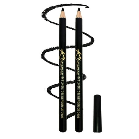Khasana Eyeliner Pencil, Glide On, Waterproof, Ultra Smooth & Creamy Application, Long-Lasting, Luminous Formula, Smudge-Proof, Ophthalmologist Tested, Cruelty Free & Vegan. Black, Pack of 2